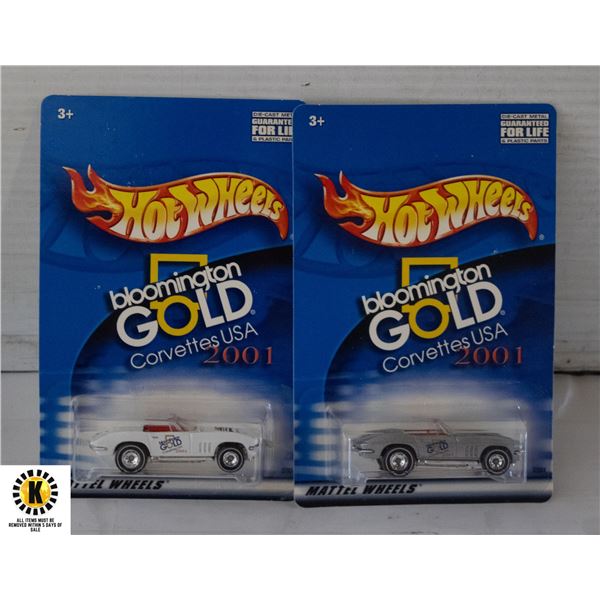 2 NEW HOT WHEELS '65 CORVETTE 1 WHT. & 1 SIL.