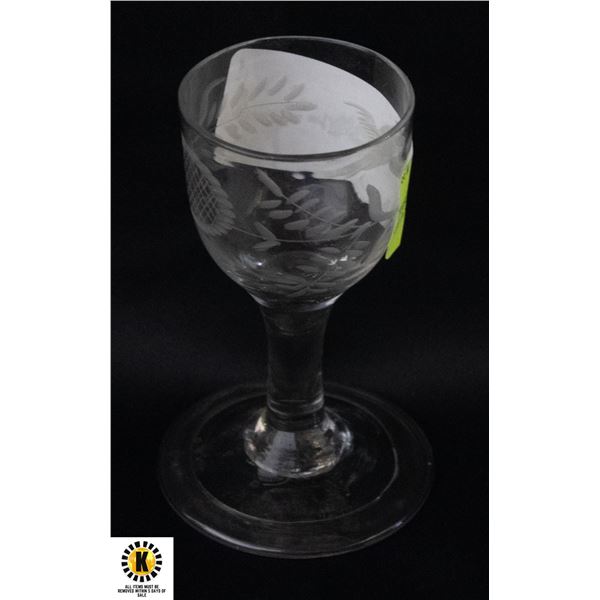 THREE PIECE ENGRAVE LIQUEUR GLASS C 1750