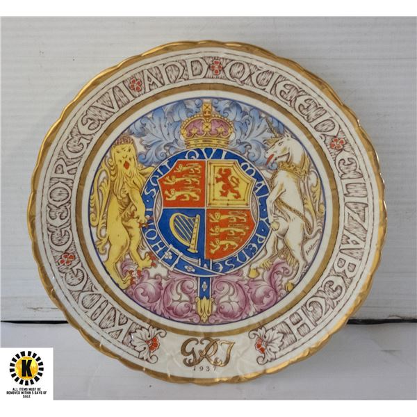 PARAGON MEMORIAL PLATE BY APPOINTMENT 1937 KING