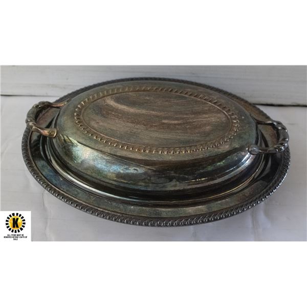 SILVER PLATE COVERED SERVING DISH