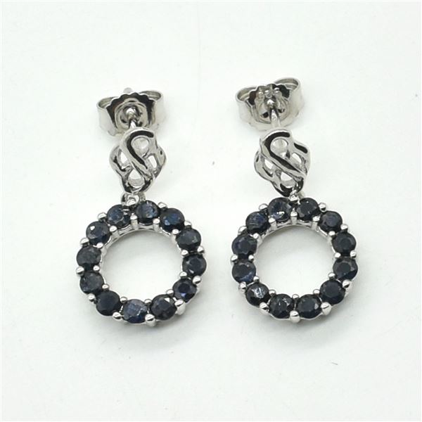 BZ1821-193 SILVER BLUE SAPPHIRE(1.8CT) EARRINGS