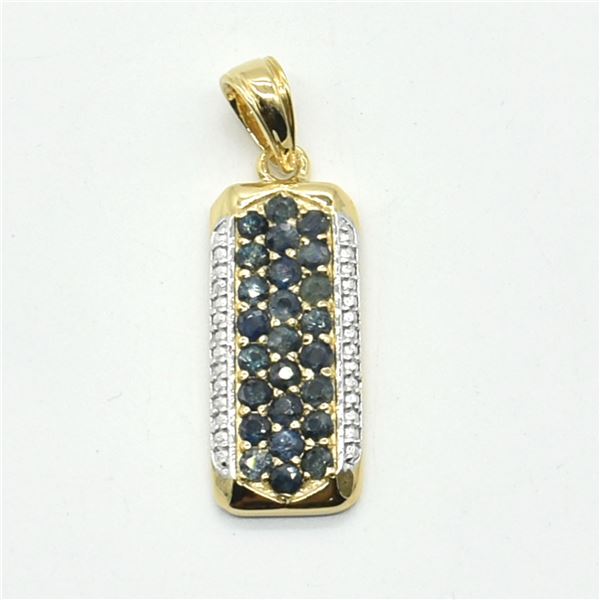 BZ1821-191 GOLD PLATED SIL BLUE SAPPHIRE PENDANT