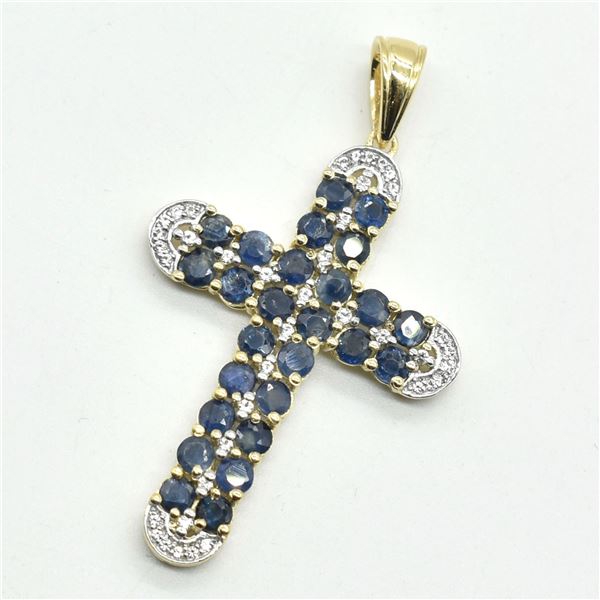 BZ1821-171 GOLD PLATED SIL BLUE SAPPHIRE PENDANT