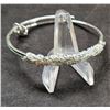 Image 1 : 10)  SILVER TONE ADJUSTABLE BANGLE BRACELET.