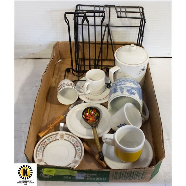 LOT OF ESPRESSO CUPS W/ SAUCER & NESPRESSO POD