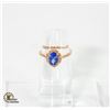 Image 1 : 10KT ROSE GOLD OVAL TANZANITE DIAMOND RING SZ 6