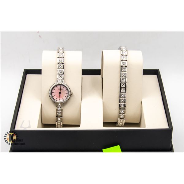 NEW BULOVA LADIES BRACELET AND WATCH SET