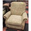 Image 1 : UPHOLSTERED STUDDED ARM CHAIR
