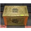 Image 1 : BRASS FINISHED WOODEN BOX FOR FIREWOOD