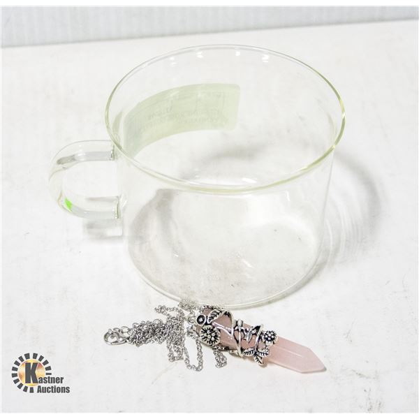 GENUINE ROSE QUARTZ POINT PENDANT