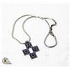 Image 1 : SILVER & AMETHYST CROSS PENDANT ON CHAIN