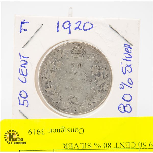 1929 50 CENT 80 % SILVER