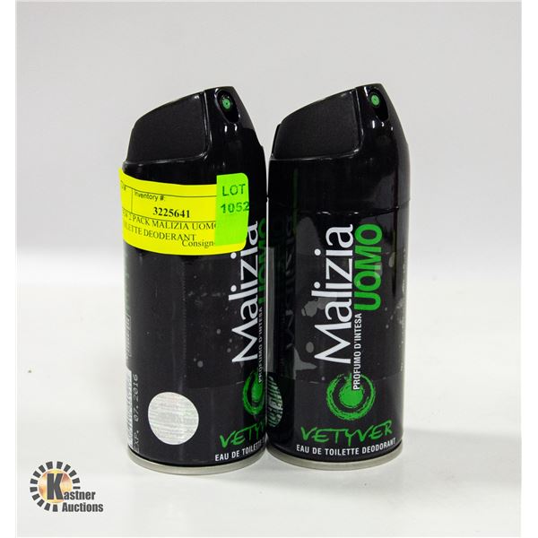 NEW 2 PACK MALIZIA UOMO EAU DE TOILETTE DEODORANT