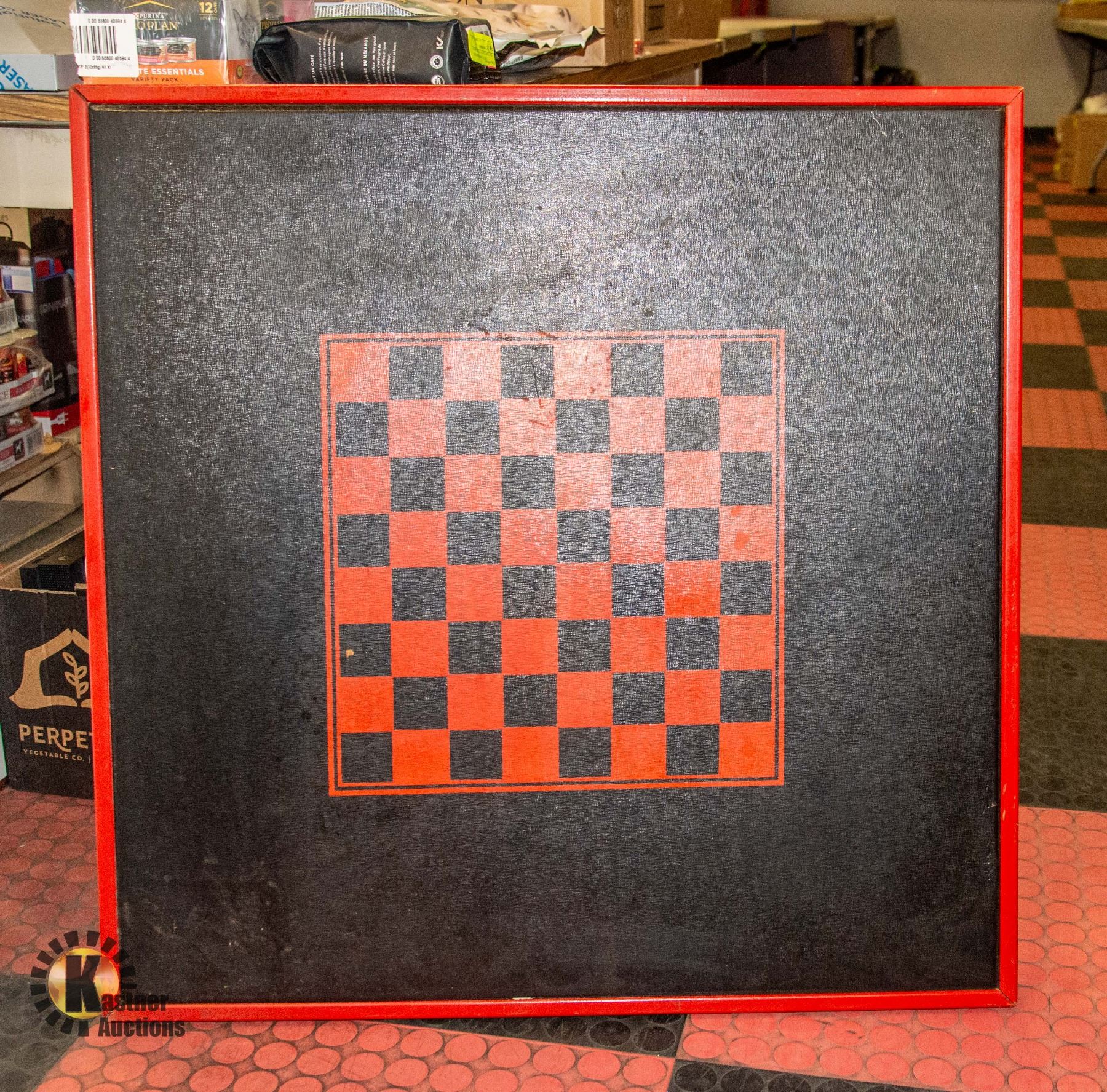 FOLDING CARD TABLE WITH CHECKER BOARD