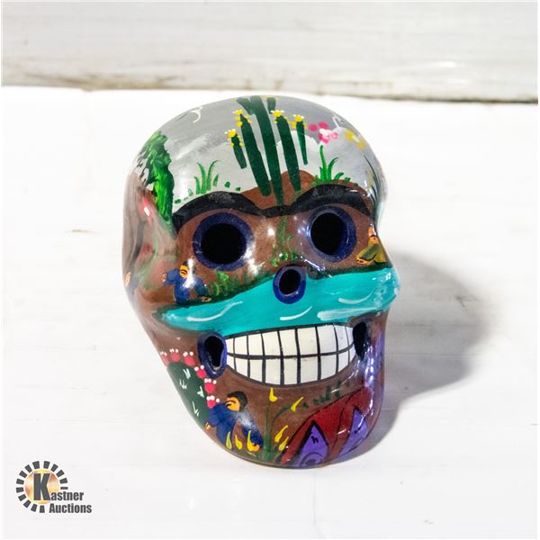 HANDPAINTED TERRA COTTA SKULL