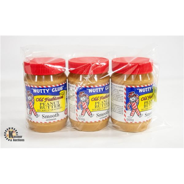 3 JARS NUTTY CLUB OLD FASHIONED PEANUT BUTTER