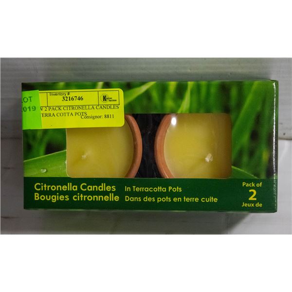 NEW 2 PACK CITRONELLA CANDLES IN TERRA COTTA POTS
