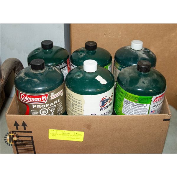 LOT OF 6 MINI GREEN PROPANE TANKS