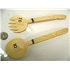 Image 1 : Set of ivory serving fork and spoon - beautifully carved (2)