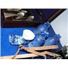 Image 3 : Large lot consisting of:  Silverware box with Silverware Community Silver Blue Pottery Shoe and 3 bl