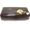 Image 1 : Wood music and jewelry box with painted flower on top and mirror on inside (2)