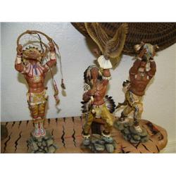 Lot of 3 cast Indian Figures from Mystic Spirits: Buffalo Prayer, Talisman of Courage, Protector of 