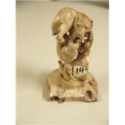 Group of 4 Sea Otters and 2 Salmon carved in Bone, imported. 5.5" Tall. retail value $500 (2)