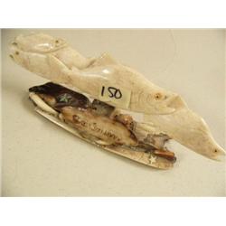 Fossilized   Walrus Ivory group of 4 Salmon, imported (2)