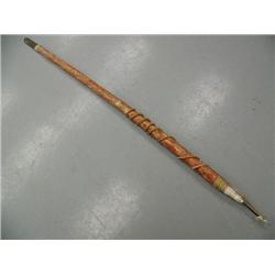 Sealing Harpoon 71" long with Ivory Tip connected with Baleen, Foreshaft is a carved seal's head, Ic