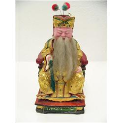 10.5" Old Asian man with beard and mustached made of wood (2)