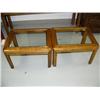 Image 1 : Pair of Glass Top oak end tables (172)