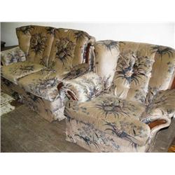 2 Seated Sofa and Arm Chair, Tannish Blue with Accents (169)