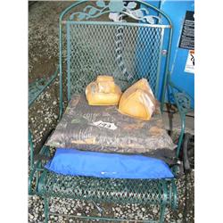 2 Boat Cushions and outdoor chair and pair of Sand Bags for gun sights (169)
