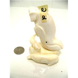 4" tall ivory whale with seal and porpoise by DJ Pulloc (2)