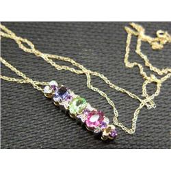 Sapphire and diamond pendant and chain, 14K yellow gold, sapphires round, faceted, approx. 1.10 cara