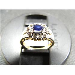 Sapphire and diamond lady's ring, 14K yellow gold, sapphire oval, faceted, approx..50 carats, semi-t