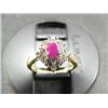 Image 1 : Ruby and diamond lady's ring, 14K yellow gold, ruby oval, faceted, approx. .75 carats, semi-transpar