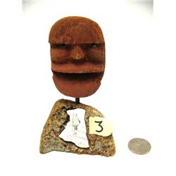 5" bone carving of face on stone base with scrimshawed ivory inset (2)