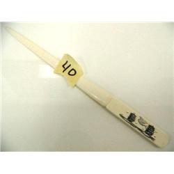 Scrimshawed ivory letter opener with ships (2)