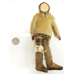 8.75" doll with wood face wearing fur parka and pants with bead detail (2)
