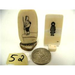 Lot of 2 scrimshawed ivory platchets (2)