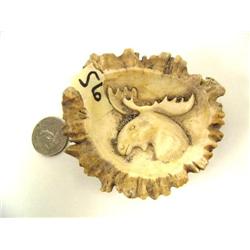 Belt buckle with elk carved out of elk horn butt (2)