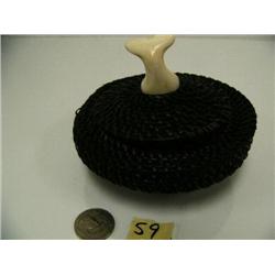 Baleen basket - 4.5" diameter with ivory whales tail finial by Jerry Hawley (2)