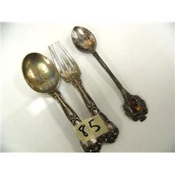 Sterling Silver Child's Fork and Spoon and collector's spoon (2)