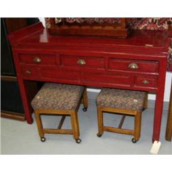 Red alter table with 5 drawers, retail value $465.00 (2)