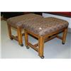 Image 2 : Lot of 2 wood rolling stools/ottomans and oak sofa table (172)