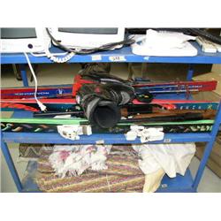 Lot of: 3 pairs of skis, one pair of ski poles, one pair of boots size 11 and 2 Daisy air rifles(172