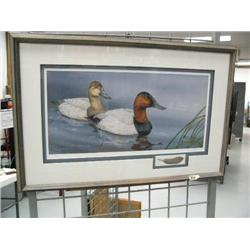 Print of "Canvasbacks - Rainy Day Cans" by Sherrie Russell Meline with hand cast and hand painted ca