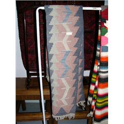 Aztec-style rug, slate blue, gray, red and black, 47 1/2" by 69"(172)