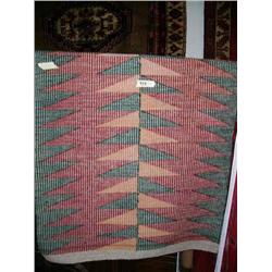 Navajo-style rug, red, green, and beige, 27" by 48"(172)